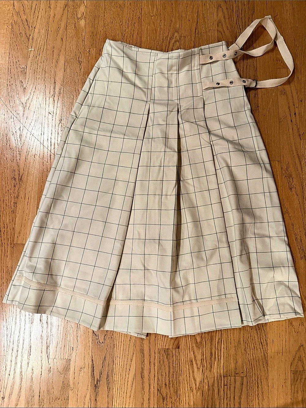 Anthropologie Checkered Wrap Skirt in Cream Size 6 NWT